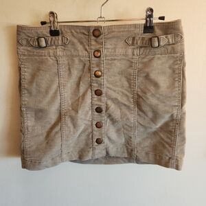 GAP Y2K Button-Front Corduroy Mini Skirt in Taupe Tan Small 4 Cotton